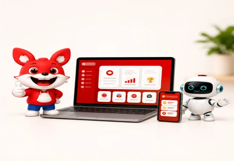 Dashboard Happy Learning Lab trên laptop và điện thoại